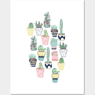 Cute Cacti in Pots Posters and Art